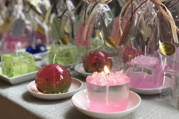 3種類の形と色の寺キャンドル(山梨県甲府市の能満寺オリジナル)