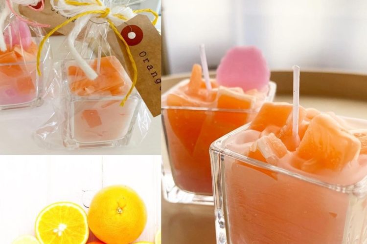 柑橘系の雰囲気の寺キャンドル(山梨県甲府市の能満寺オリジナル)